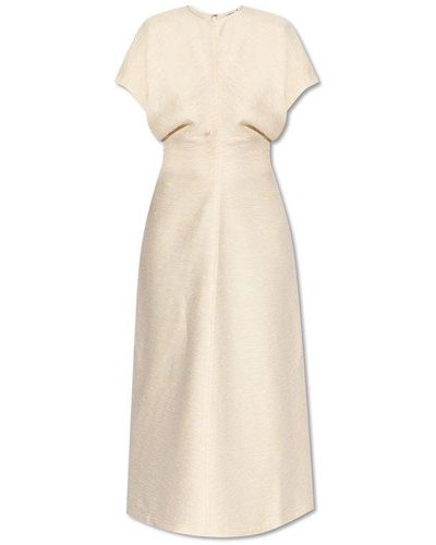 Totême Draped Short Sleeved Maxi Dress - White