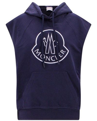 Moncler Logo Printed Sleeveless Sweatshirt - Blue