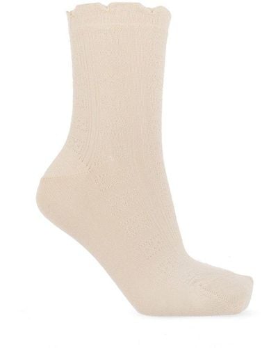 Ganni Ruffled Socks, - White