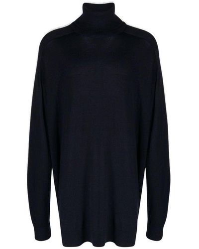 Societe Anonyme Roll-neck Longline Fine Knitted Jumper - Blue