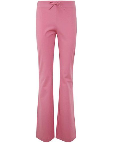 Blumarine Bow-detailed Scallop Edge Flared Trousers - Pink