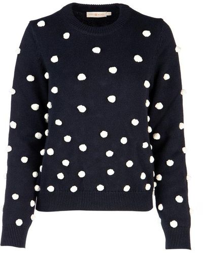Tory Burch Polka-dot Embellished Sweater - Blue