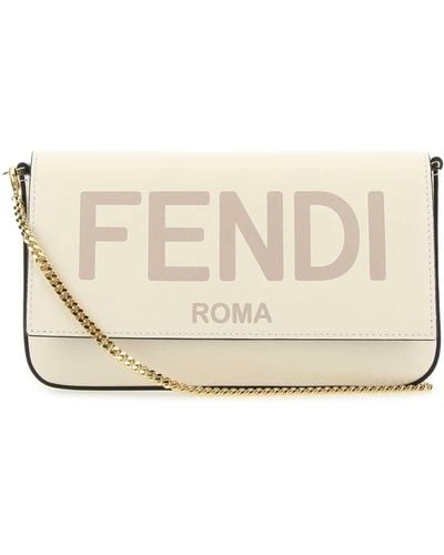 Fendi Logo Chain Strap Shoulder Bag - White