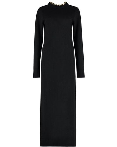 Rabanne Long Sleeved Knitted Dress - Black