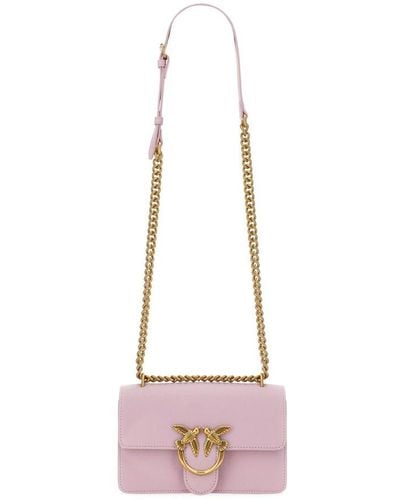 Pinko Mini Love One Chain-linked Shoulder Bag - Pink
