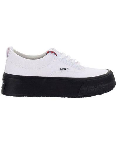 Ambush Round-toe Lace-up Sneakers - White