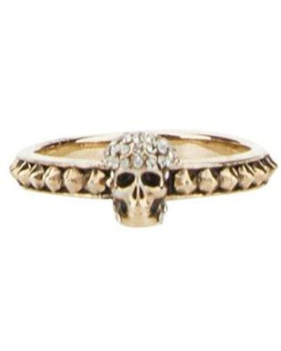 Alexander McQueen Skull Stud Detailed Ring - Metallic