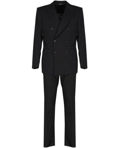 Dolce & Gabbana Sicilia Double-breasted Stretch Wool Suit - Black