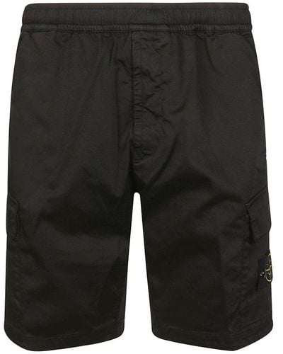 Stone Island Compass-badge Knee-length Cargo Shorts - Black