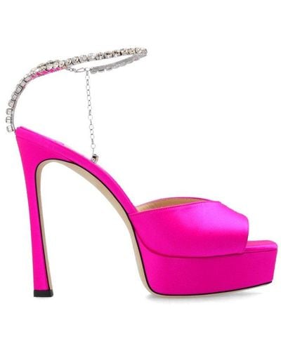 Jimmy Choo Saeda Embellished Platform Sandals - Pink