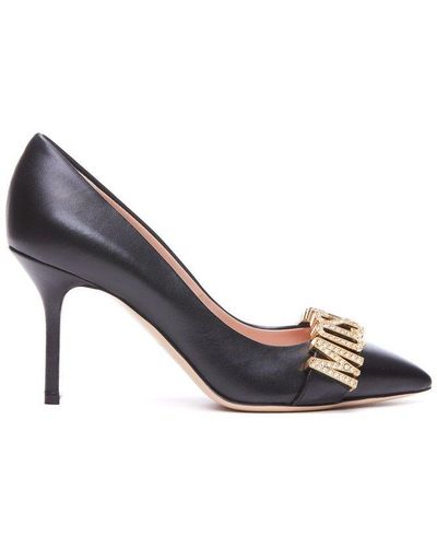 Moschino Logo-embellished Pointed Toe Pumps - Brown