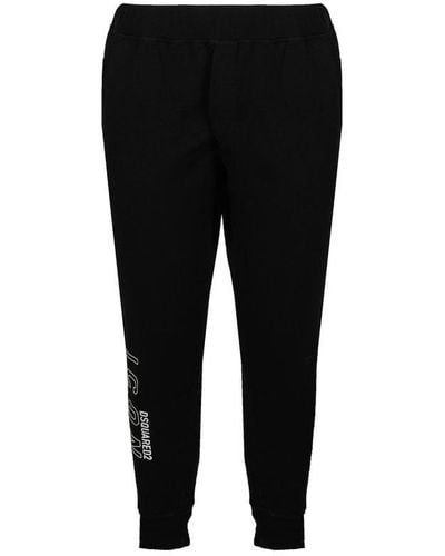 DSquared² Icon Logo Printed Tapered Trousers - Black