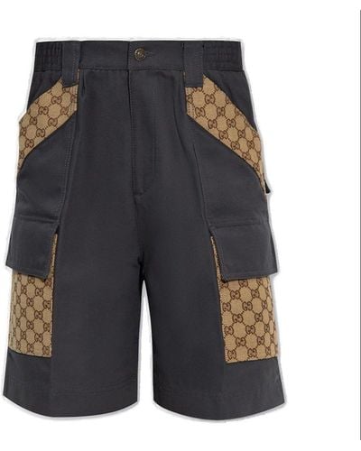 Gucci Cargo Monogrammed Shorts - Blue