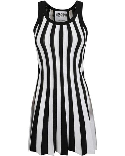 Moschino Striped Sleeveless Dress - Black