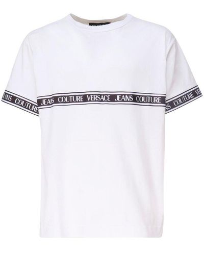 Versace Logo Printed Crewneck T-shirt - White