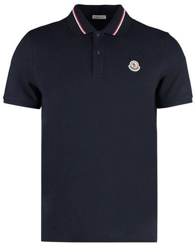 Moncler Logo Patch Short-sleeved Polo Shirt - Blue