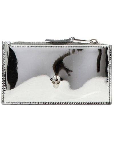 Alexander McQueen Skull Embellished Zipped Wallet - Black
