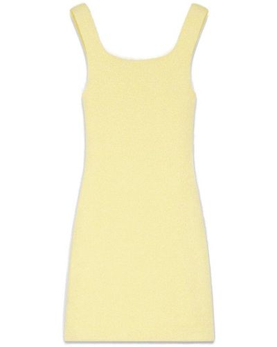 Patou Scoop Neck Knitted Mini Dress - Yellow