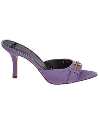 Elisabetta Franchi Logo-plaque Slip-on Sandals - Purple