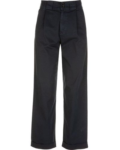 Woolrich High-waist Wide-leg Turn-up Hem Trousers - Blue