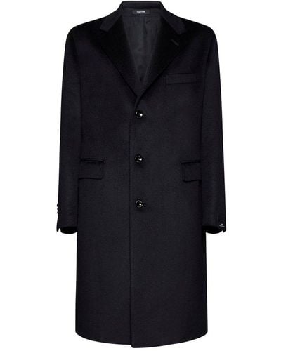 Tagliatore Flap-pocketed Single-breasted Coat - Blue