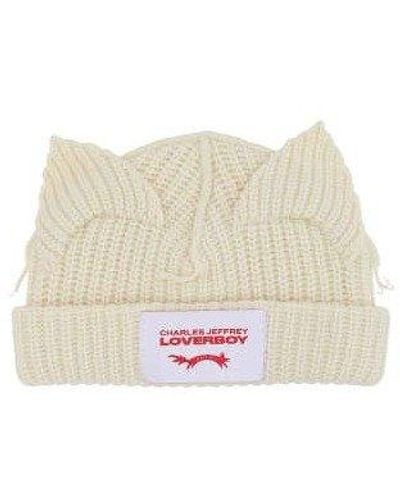 Charles Jeffrey Chunky Ears Logo Patch Beanie - Natural