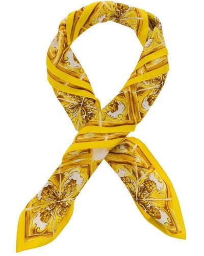 Dolce & Gabbana Majolica Print Twill Scarf - Yellow