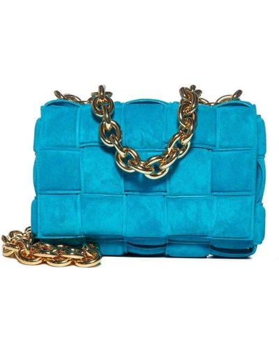 Bottega Veneta The Chain Cassette Foldover Shoulder Bag - Blue