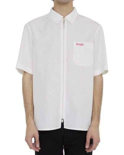 Dior Zip-up Short-sleeved Shirt - White