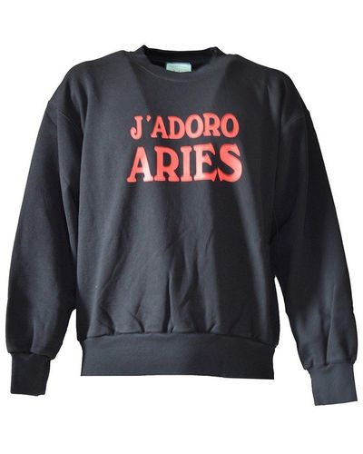 Aries Logo Printed Crewneck Sweatshirt - Blue