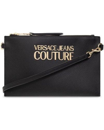 Versace Logo-plaque Detail Clutch Bag - Black