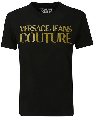 Versace Jeans Couture 76dp613 R Logo Gummy Glitter T-shirt - Black