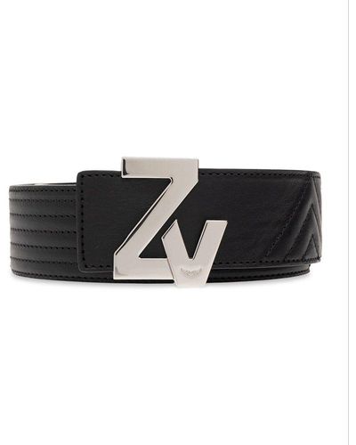 Zadig & Voltaire Initiale La Best Logo Plaque Belt - Black