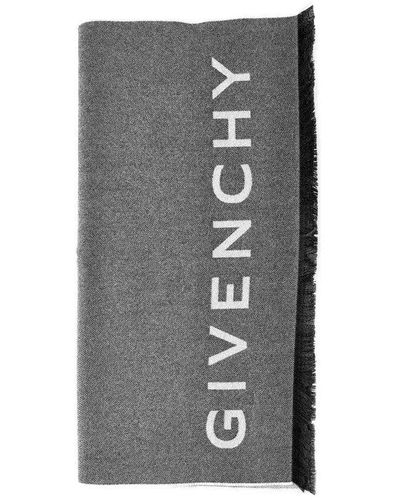 Givenchy Logo Wool And Cashmere Scarf - Grey