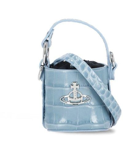Vivienne Westwood Daisy Embossed Drawstring Mini Bucket Bag - Blue