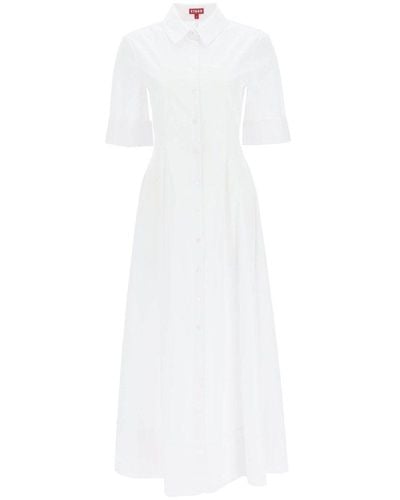 STAUD Joan Flared Maxi Shirt Skirt - White