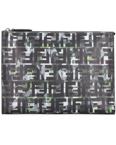 Fendi Monogram Print Zipped Clutch Bag - Multicolor