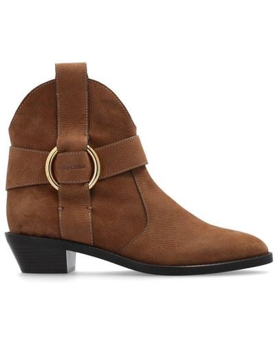 See By Chloé Ring-detailed Ankle Boots - Brown