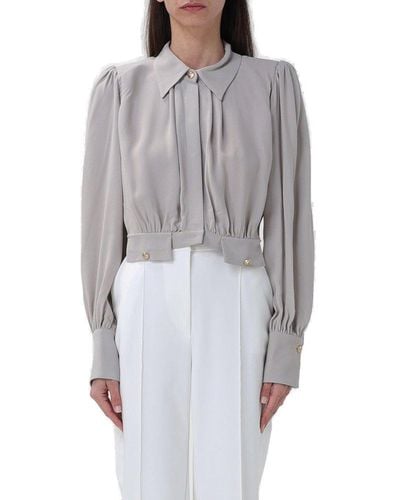Elisabetta Franchi Pleated Georgette Shirt - Grey