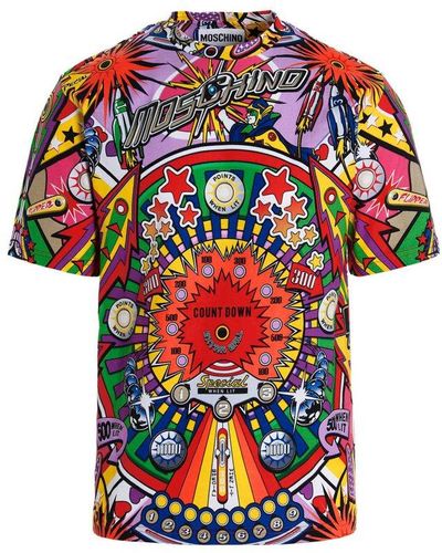 Moschino Pin Ball Allover Graphic Printed T-shirt - Multicolour
