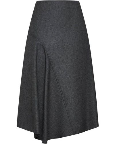 Brunello Cucinelli Asymmetric Midi Skirt - Grey