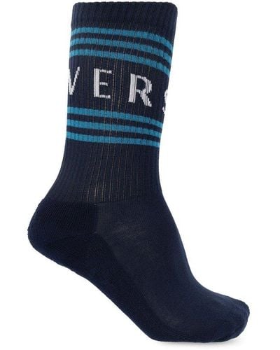 Versace Socks With Logo, - Blue