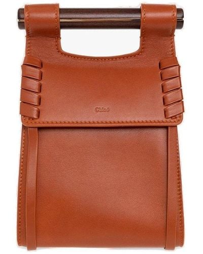 Chloé Logo Embossed Phone Pouch - Brown