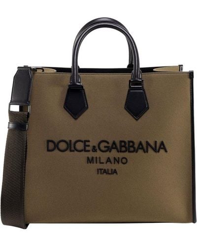 Dolce & Gabbana Embroidered Logo Tote Bag - Green
