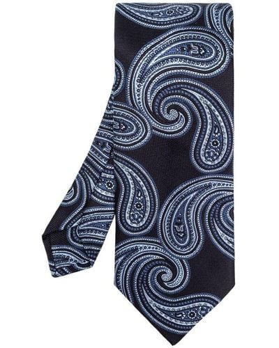 Etro Pattern Embroidered Pointed-tip Tie - Blue