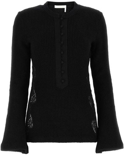 Chloé Flare Sleeved Knit Top - Black