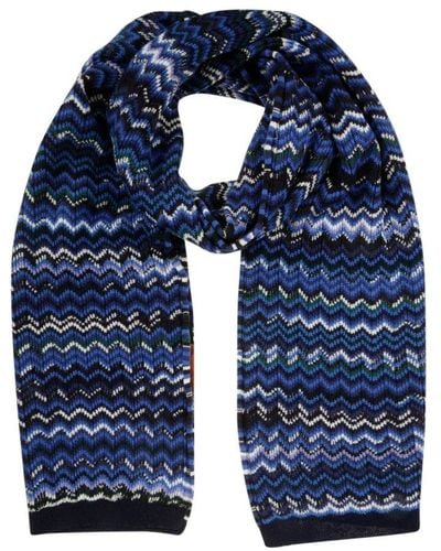Missoni Chevron-knitted Wraparound Scarf - Blue