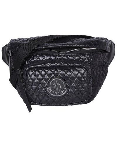 Moncler Logo Patch Quilted Belt Bag - Black