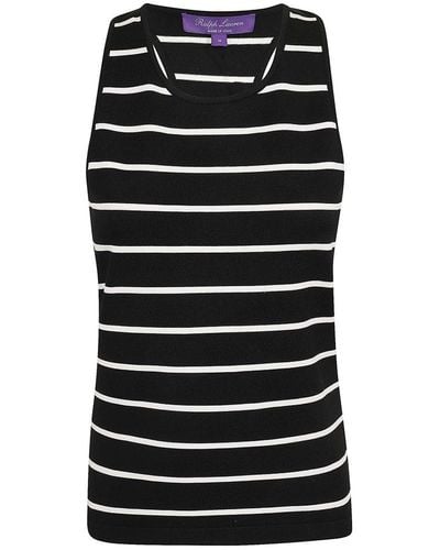 Ralph Lauren Collection Striped Sleeveless Knitted Top - Black