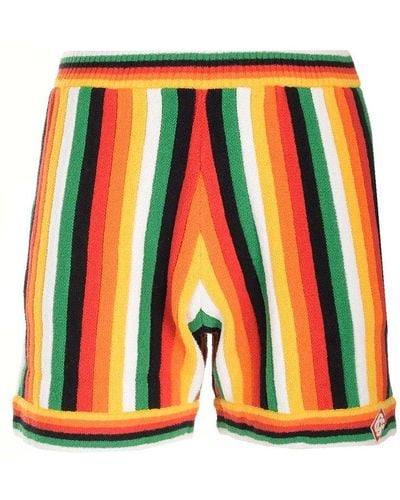 Casablanca Logo Patch Striped Towelling Shorts - Orange